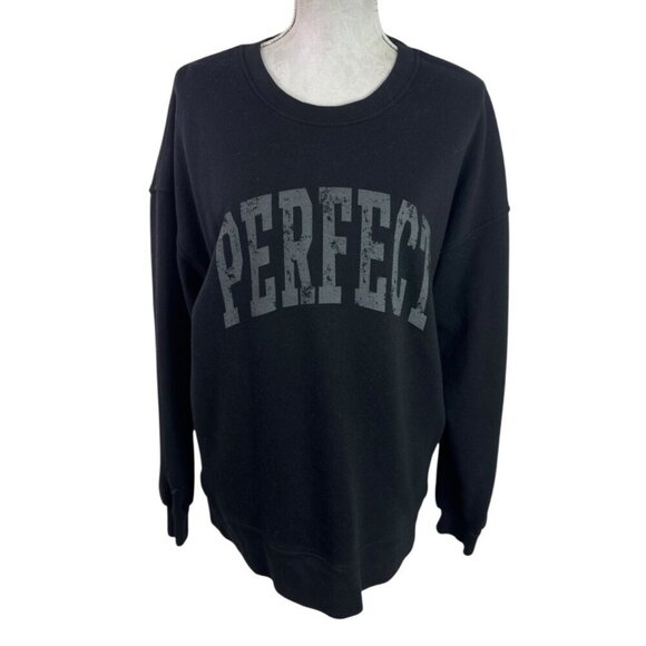 Perfectwhitetee Women's Oversized M French Terry Sweatshirt Black EUC - Picture 2 of 14